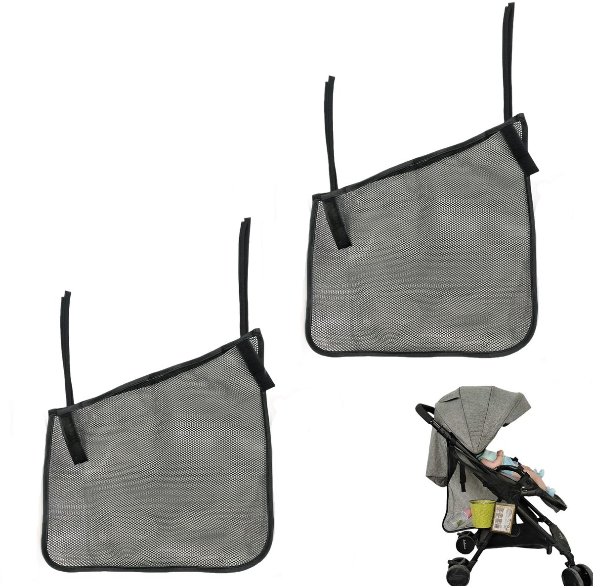 Omgoods - Set van 2 Kinderwagentassen met Klittenbandsluiting