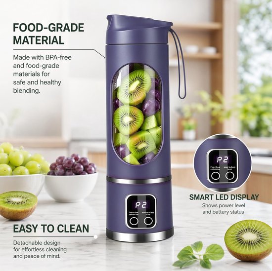 Omgoods - Draagbare Mini Blender met LED-Display en 12 Messen — afbeelding 3