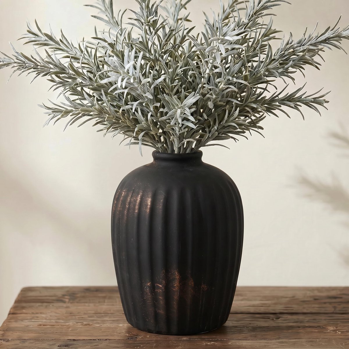 Omgoods - Decoratieve Zwarte Keramische Vaas voor Pampasgras en Bloemen
