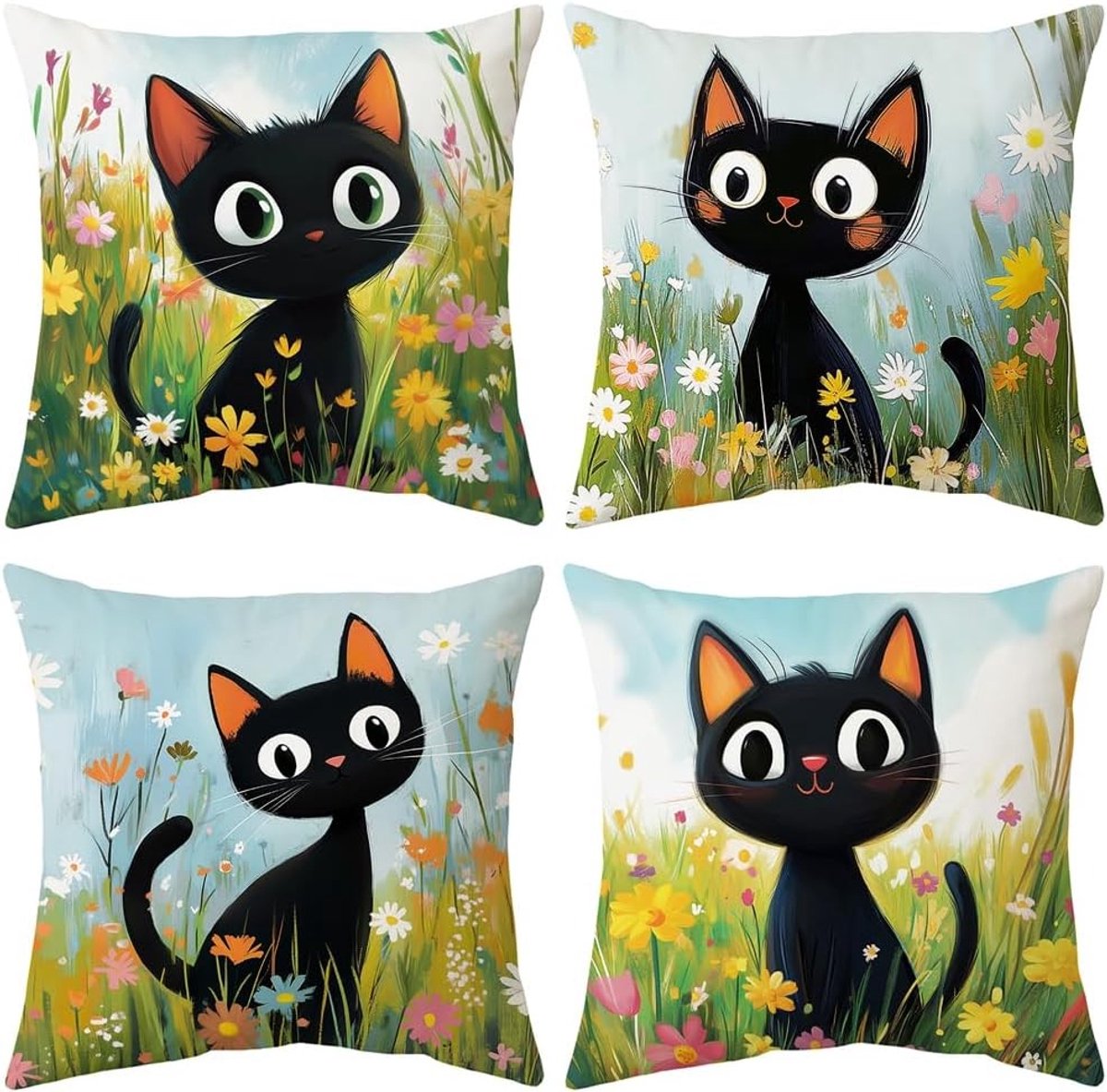 Set van 4 Kussenhoezen 45 x 45 cm, Fluwelen Kussens, Verstevigde Rits, Ideaal voor Woonkamer, Slaapkamer en Tuin
