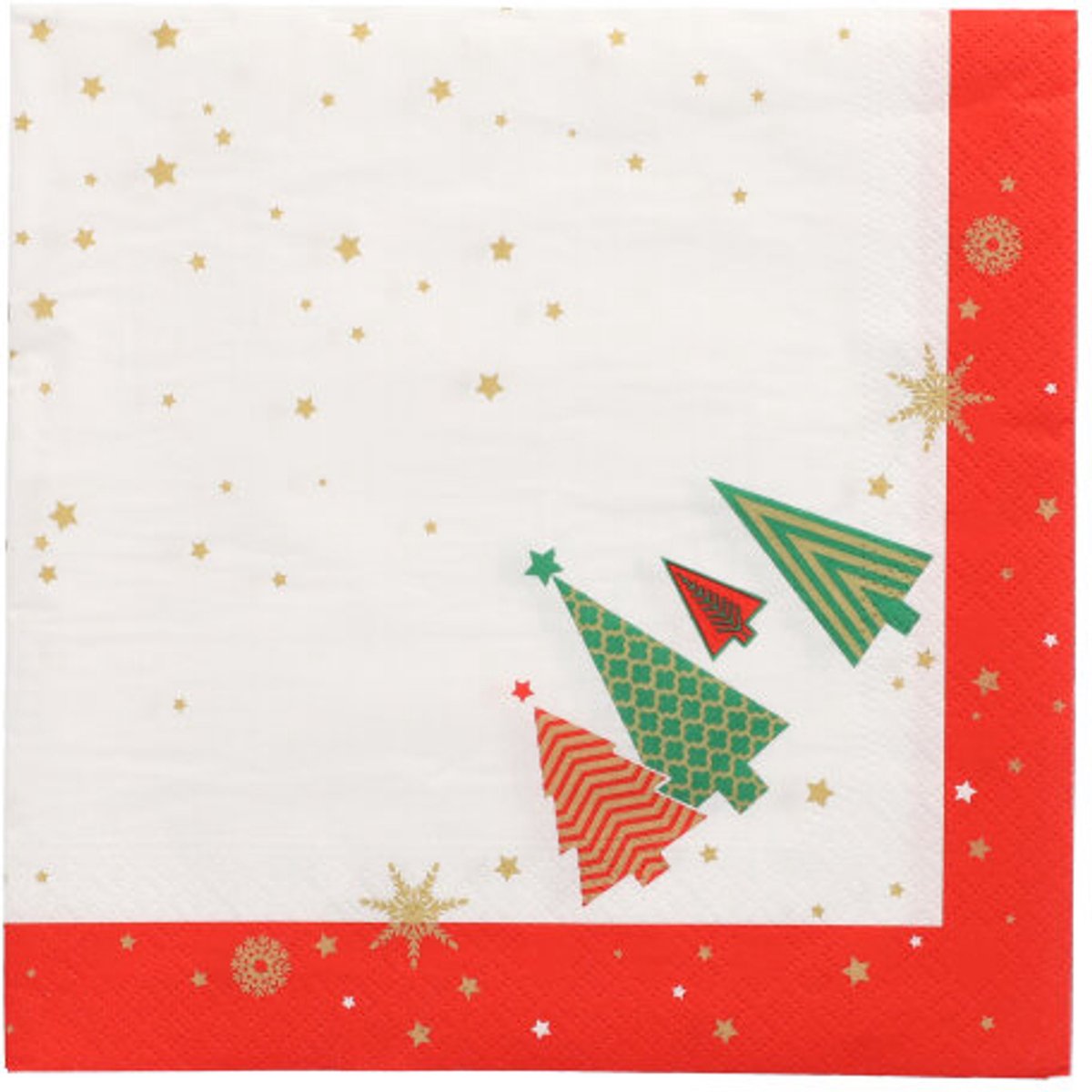 8x 50 Servetten 3-laags 1/4 vouw 40 cm x 40 cm Plain Christmas Trees
