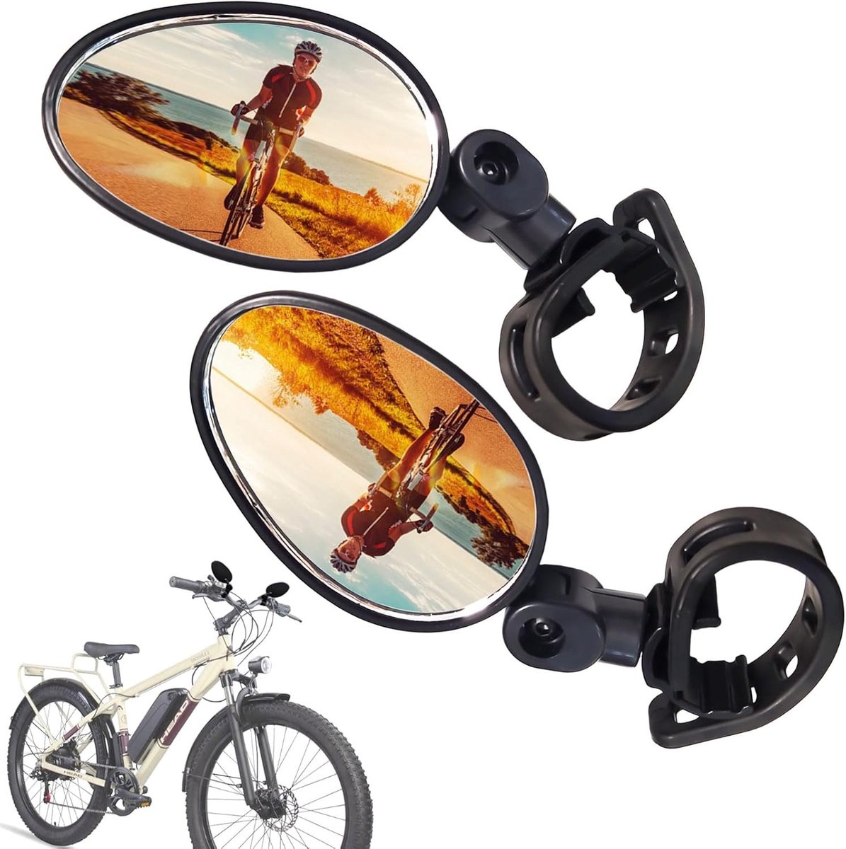 Universele Fiets Spiegels voor Mountainbikes, 360° Rotatie, Acryl Convex, Geschikt voor E-Bikes en Off-Road Fietsen, 5 cm