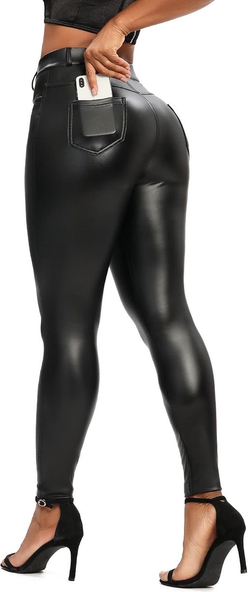 Leggings voor dames, hoge taille, lederen broek, sexy leerlook, leggings, broek