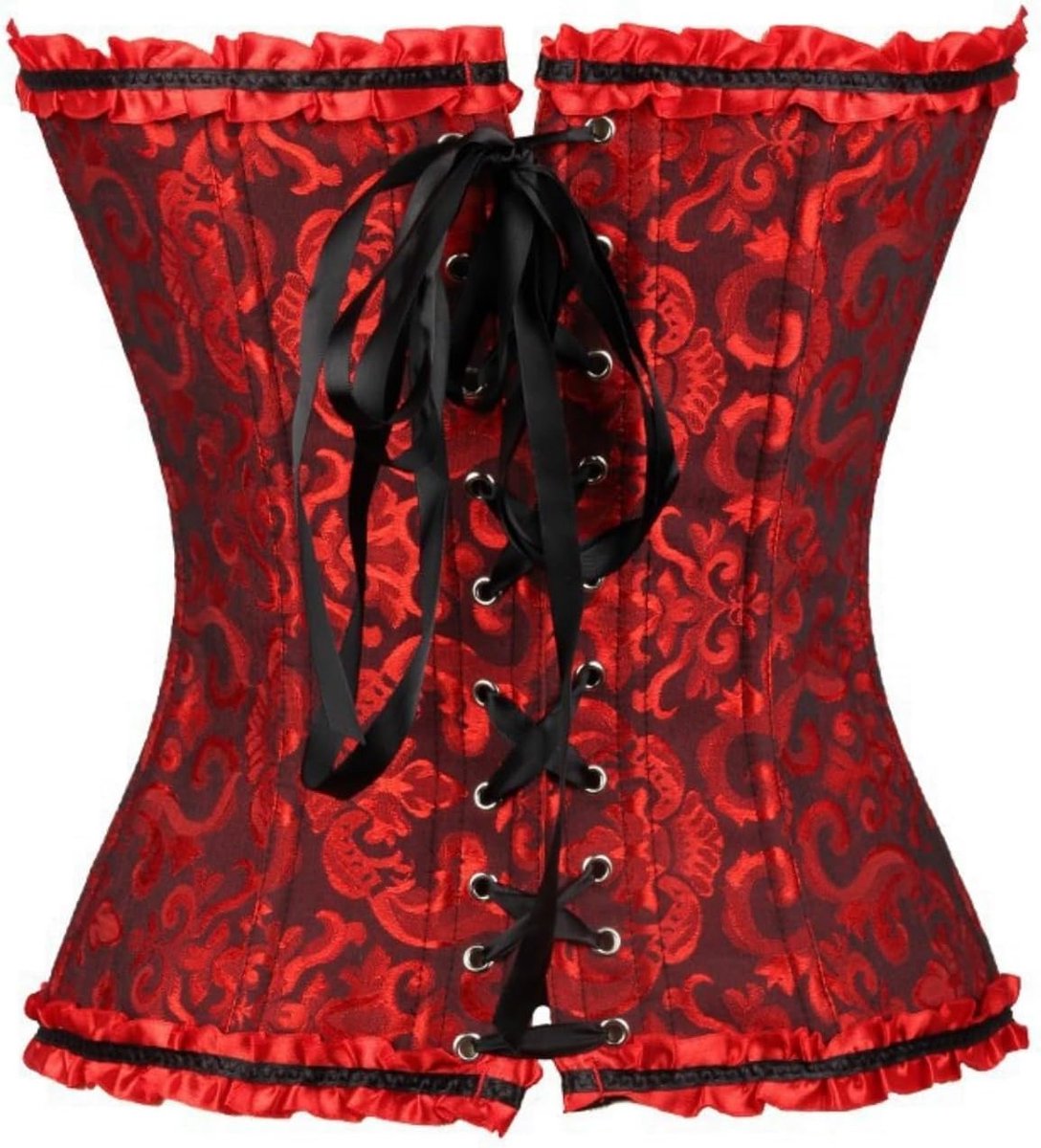 korsettops voor dames, Halloween-kostuum, gothic, kant, verstelbare bustier, XS-6XL