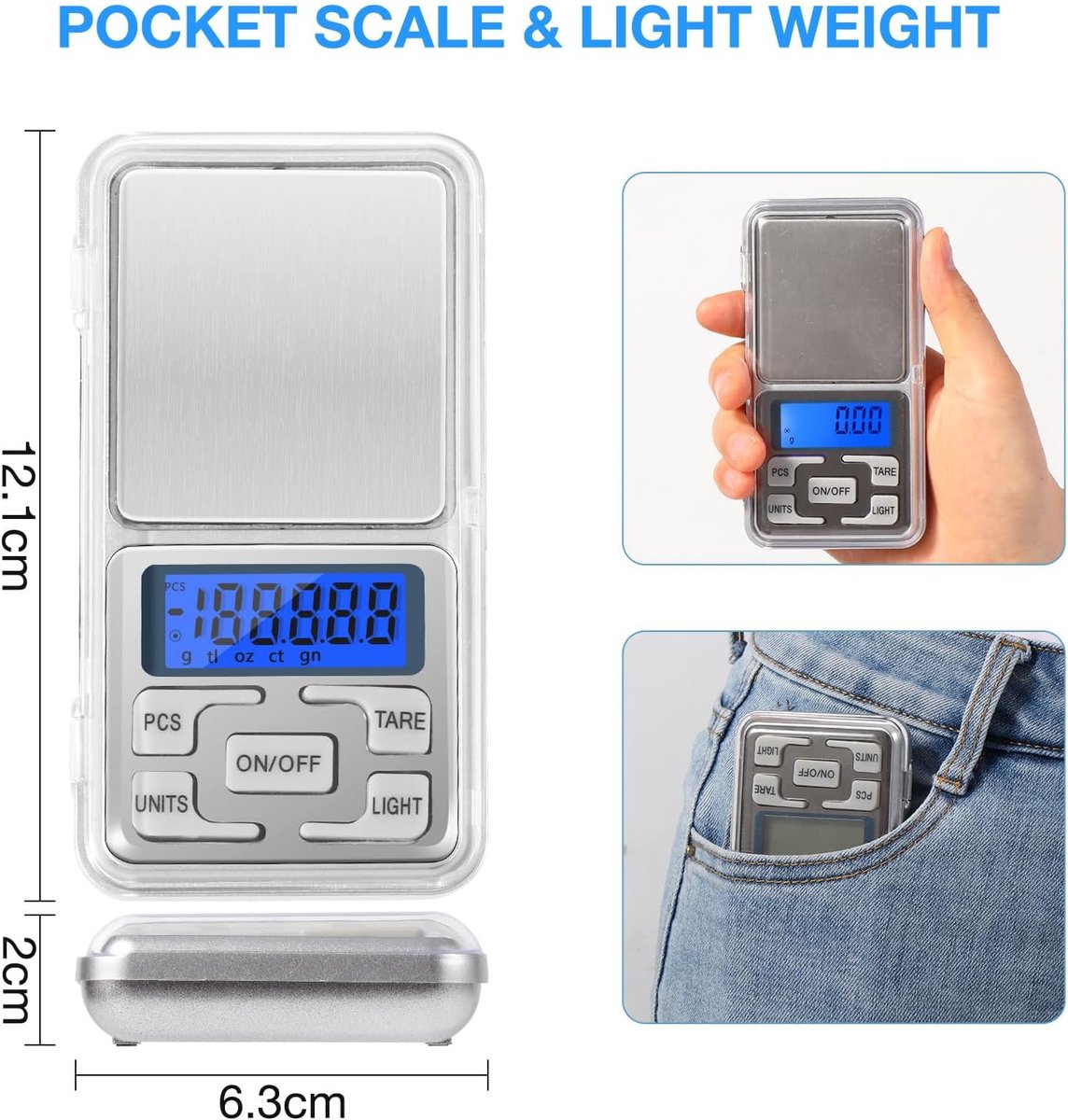 Digitale Precisieweegschaal 500g/0.01g - Roestvrij staal - Backlit LCD Scherm - Ideaal voor keuken en reizen - ShopVlot