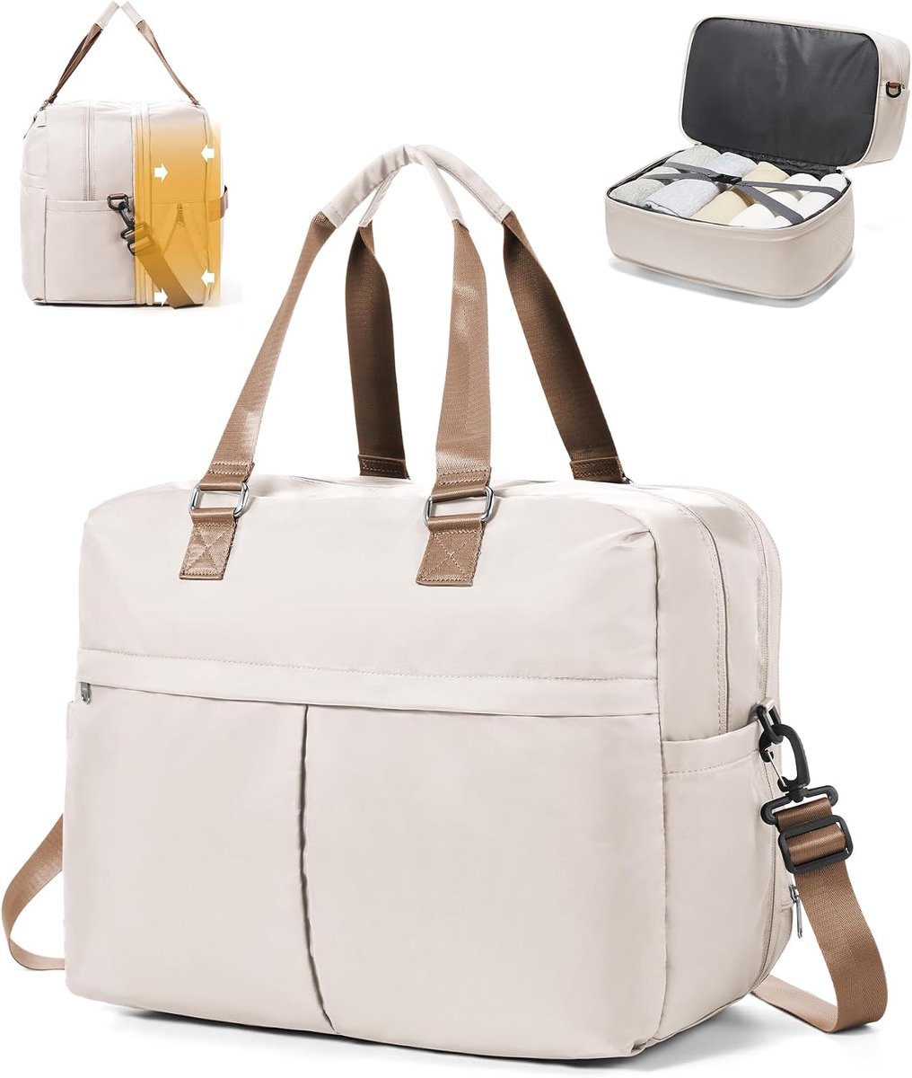 SnelShoppen - Reisbagage Dames Ryanair Handbagage 40x30x20 cm Uitbreidbare Weekendtas 45x36x20 cm Sporttas Fitness Tas Met Vochtcompartiment Voor Ziek
