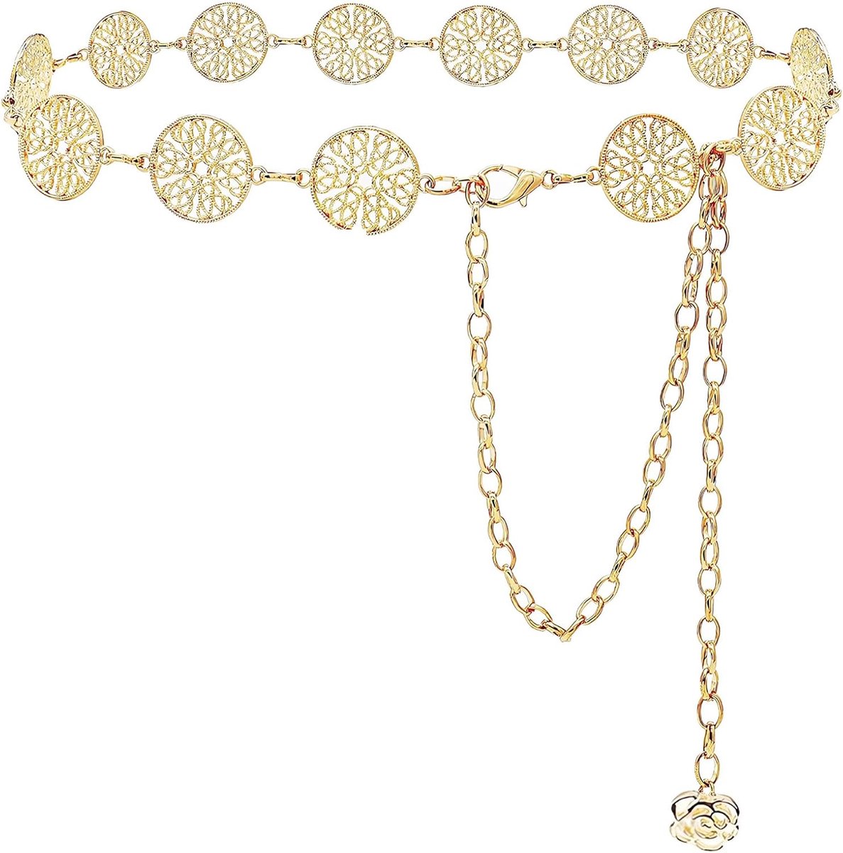 metalen ketting, moderiem, ketting voor dames, verstelbare taille, bohemien, metalen riemketting, voor jurk, jeans