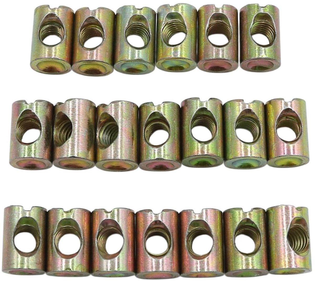20 stuks M6 meubelloopmoeren, 15 mm enkele sleufplugschroeven, verzinkte bevestigingselementen voor meubels, bed, wieg, bevestigingsaccessoires, doe-het-zelf gereedschap