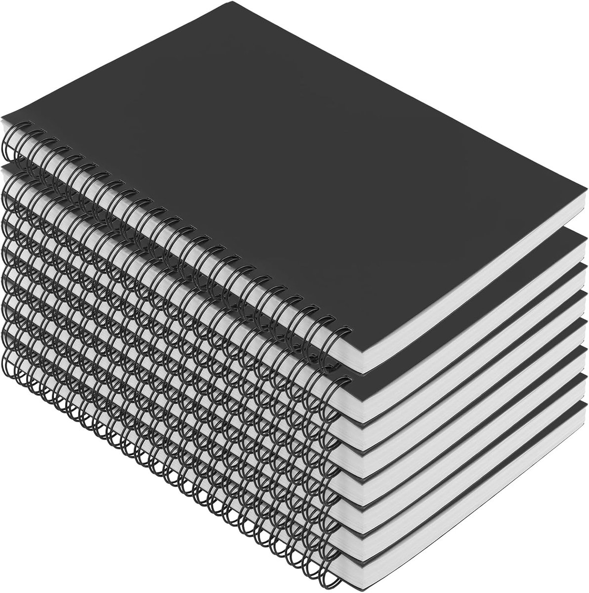 SnelShoppen - 8 Stuks A5 Notitieboek Spiral, 60 Pagina's / 30 Vellen Zwart Notitieblok Leeg, Notitieblok Tekening Notitieboek A5 Schetsblok voor Schri