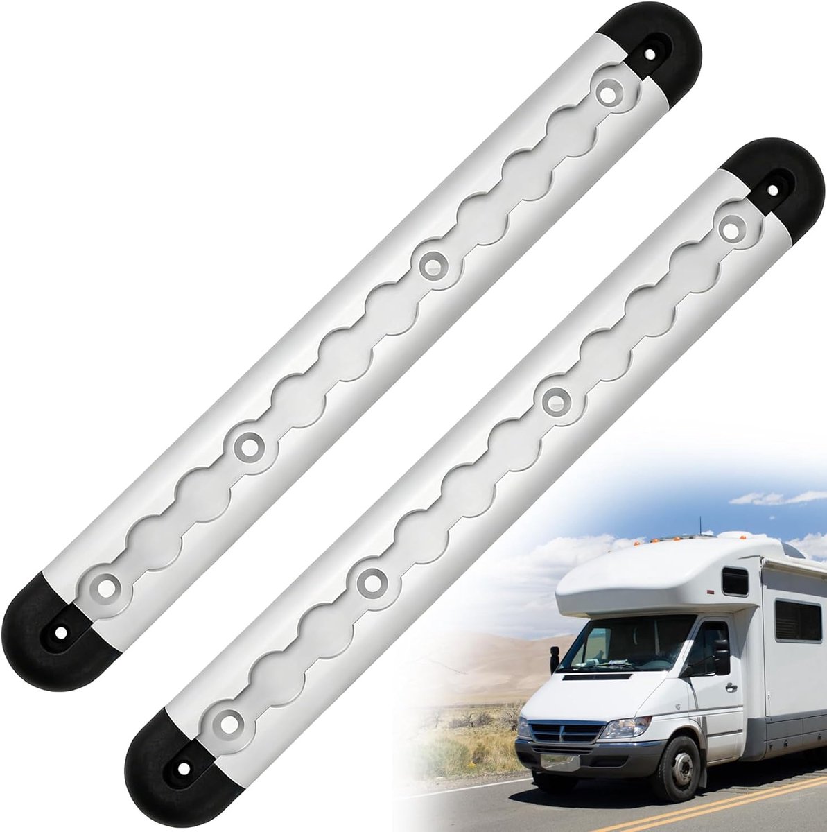 Airline-rail van aluminium, 300 mm, set met 4 eindkappen, sjorrail, ladingbeveiliging voor aanhanger, camper, vrachtwagen, robuuste vergrendelingsrail voor transport en verhuizing