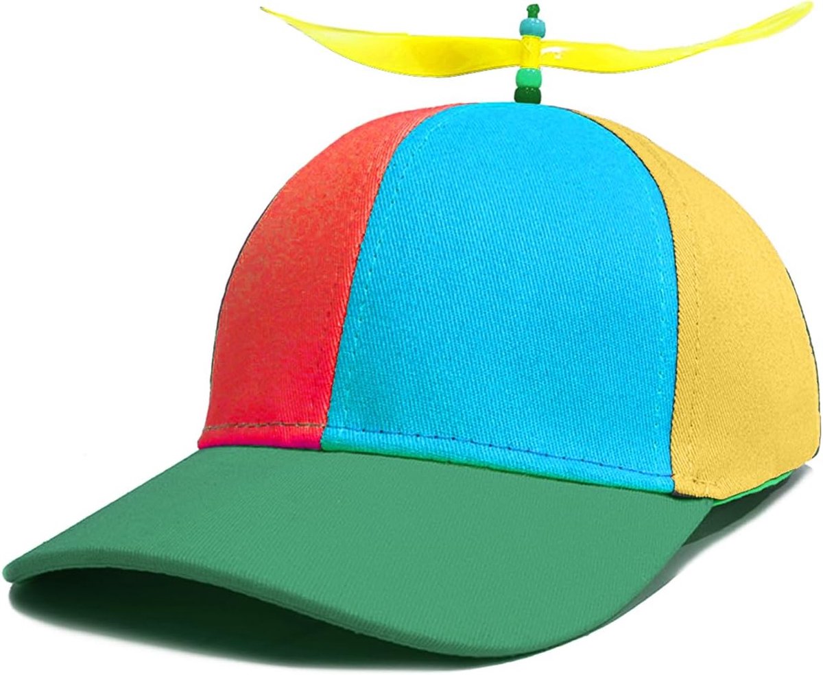 Kleurrijke propellermuts, helikopterpet, helikopterpet, baseballpet, feesthoed, helikoptermuts, baseballpet voor volwassenen en kinderen, in grootte verstelbaar