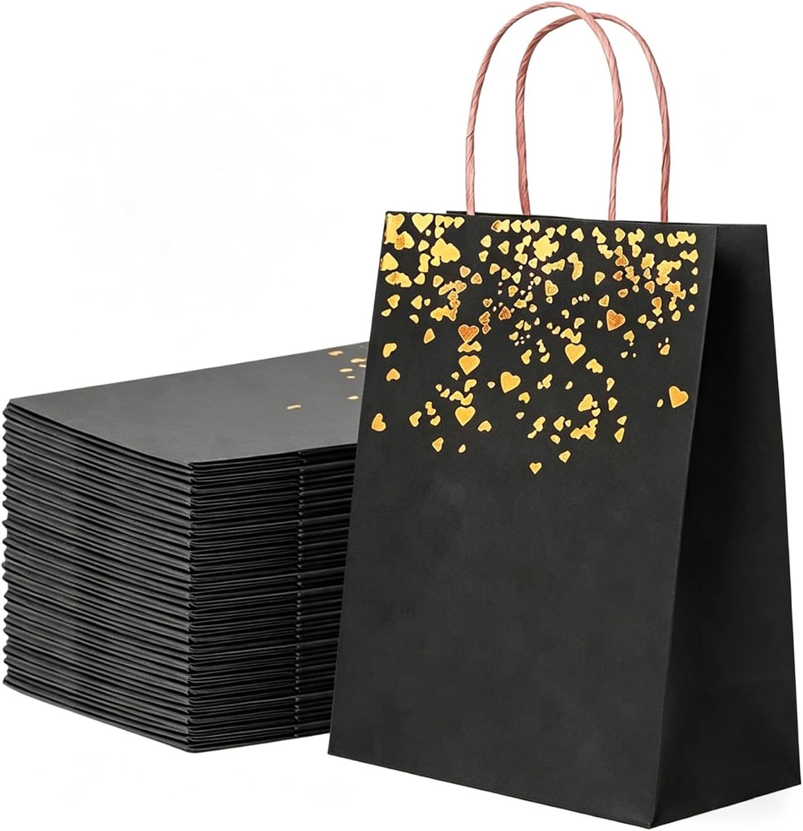 18 Stuks Papieren Zakjes, Kleine Cadeauzakjes Met Handvat Voor Kerstmis, Verjaardag, Feest - Zwart