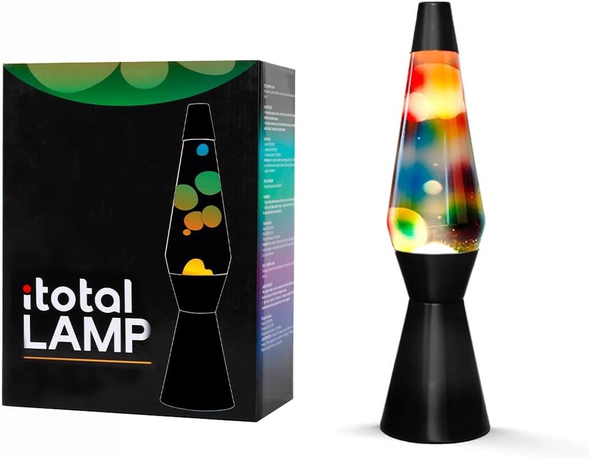 Lavalampe - Zwarte Basis - Gekleurde Bubbels - Bewegende Lichteffecten - Voor Ontspanning