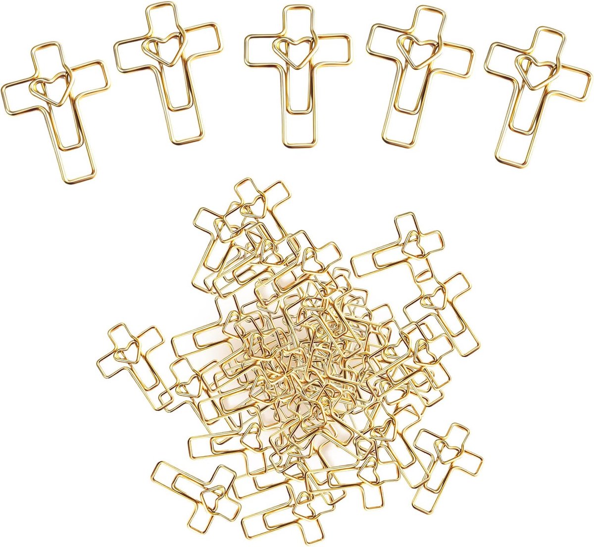 50 Stuks Kantoorspijkers met Gouden Hart – Bijbel Accessoires voor Bijbelstudie, Christelijk, Ideaalmate als Bijbel Tabs en Bijbel Boekvinders