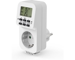 stopcontactthermostaat, temperatuurregelaar 230 V, temperatuurschakelaar voor verwarming, thermostaat, stopcontact, koeling, broeikas, terrarium, vorstbeveiliging, wit