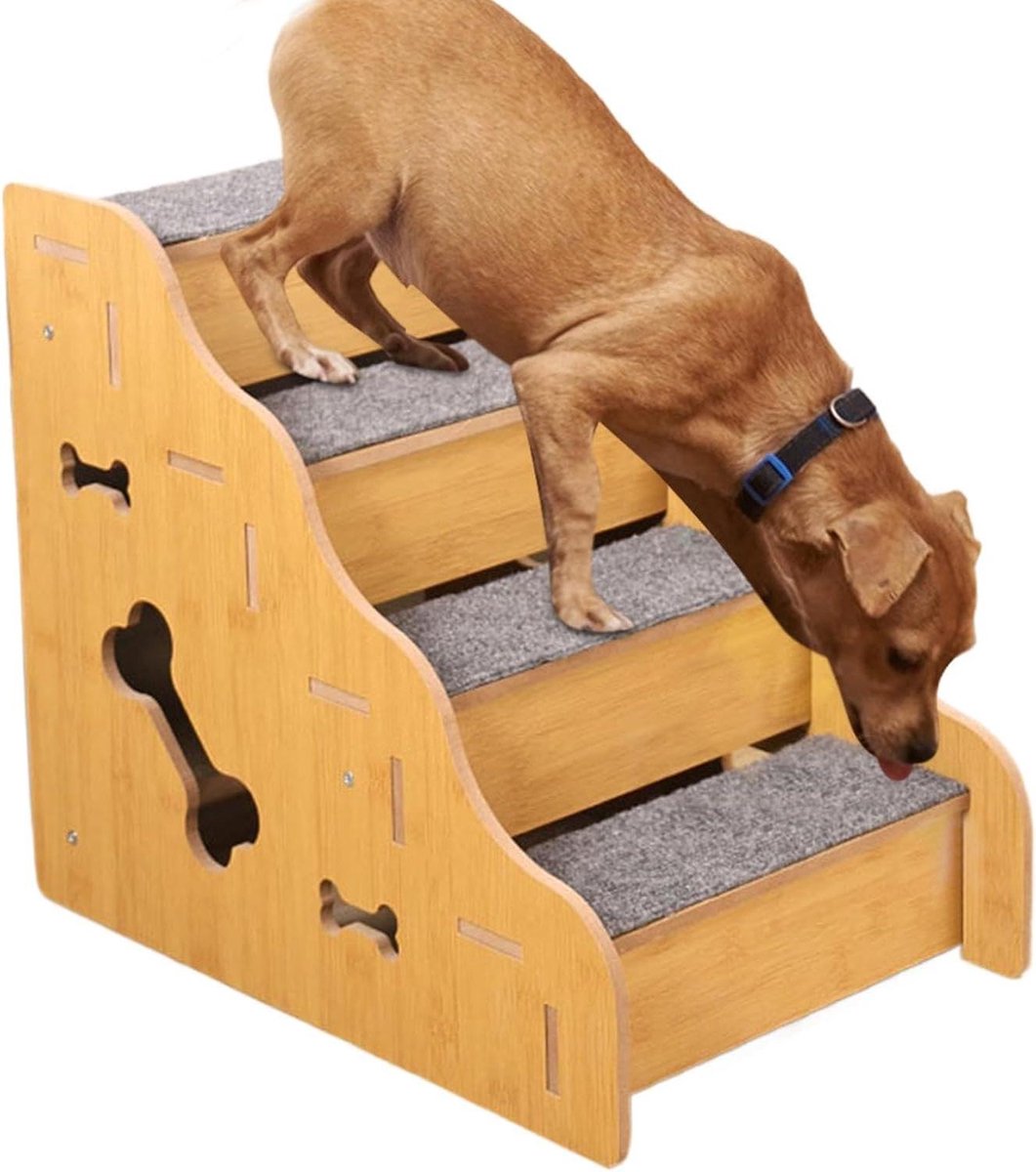Huisdier Trap - Hondenladder Klimhulp - Huisdieren Helpen Klimmen - Schokvrije Stabiliteit - 45x30x40 cm - Grijs