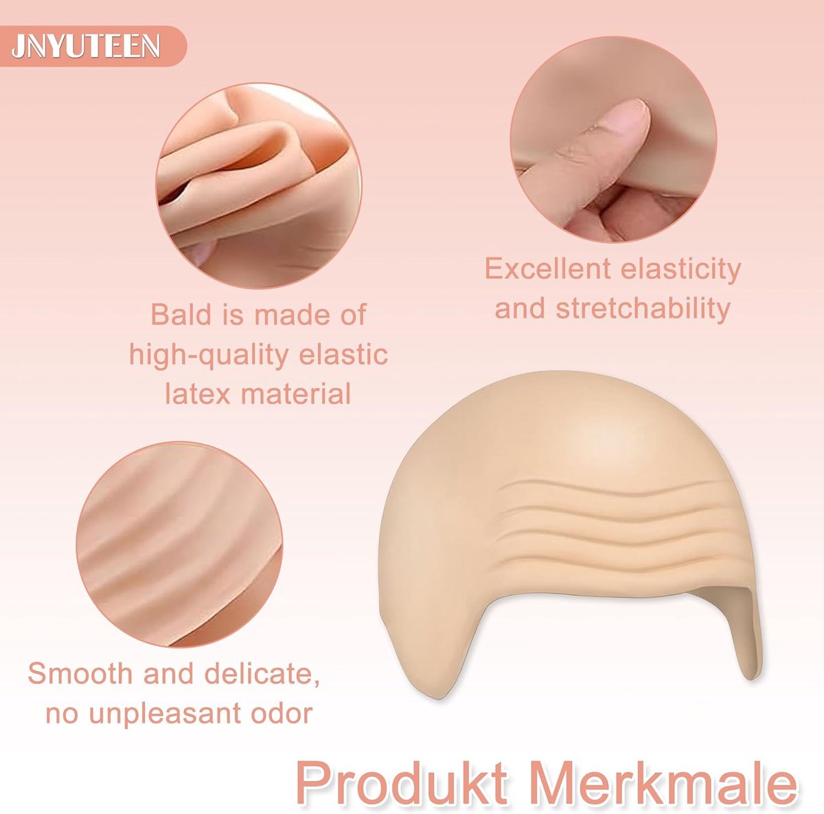 4 Stuks Latex Kale Hoed, Kaal Hoofd Pruik Cap met Zonnebril Elastisch Haarnet Nep-Snor, Kale Caps voor Volwassenen Latex Kale Kap voor Halloween Cosplay Carnavals Kostuumaccessoires