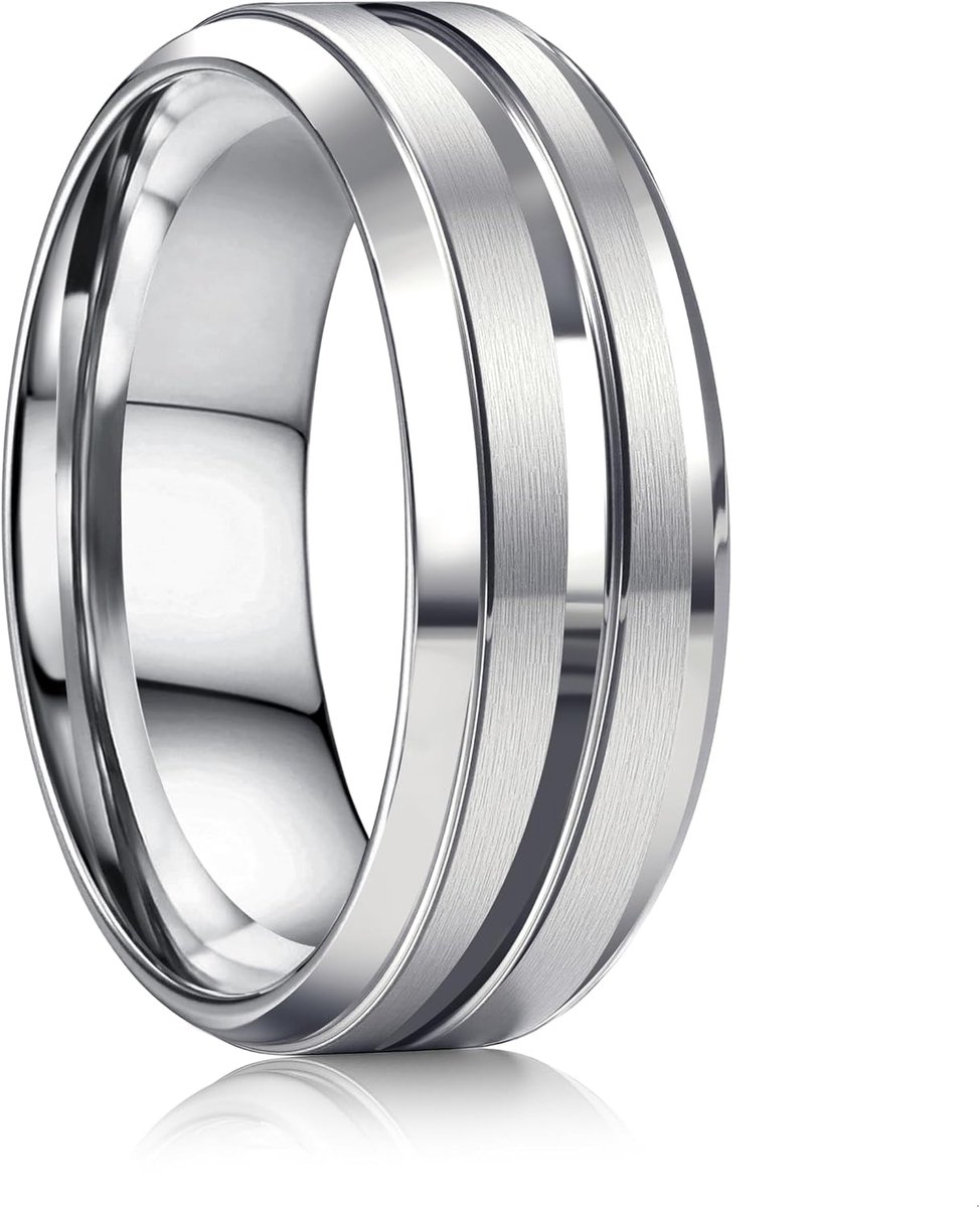Ringen voor heren, roestvrij staal, gepolijst, sleuf, vintage, zwart, zilver, goud, verlovingsringen, trouwringen, mat oppervlak, gepolijste rand