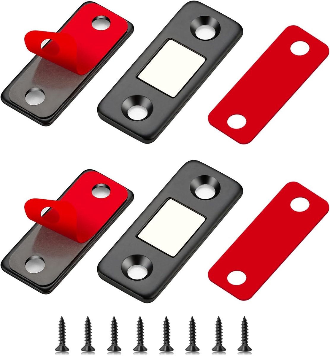 kastdeur, 2 stuks, ultradunne deurmagneet, roestvrij stalen magneten voor kasten, zelfklevende magneetsluiting voor keukenkasten, laden en kledingkasten, zwart