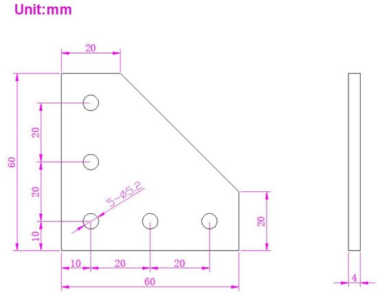 4 Stks/set Hoekbeugelplaat met 20 stuks M5 x 8 mm schroeven en 20 stuks M5 T-moeren, 5-gaats T-stuk buiten verbindingsplaat voor 2020-serie aluminium profiel 3D-printerframe (zwart L-4 met — afbeelding 3