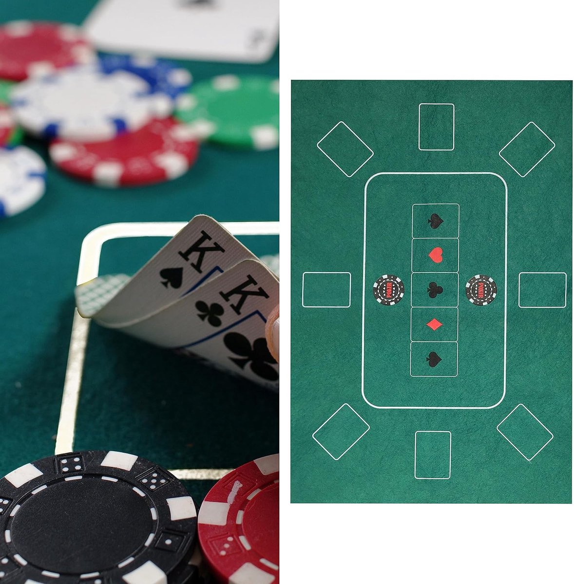 Poker Tafeldek │ 60x90cm 100% Polyester Vilt groen Bedrukt │ Opvouwbare pokermat