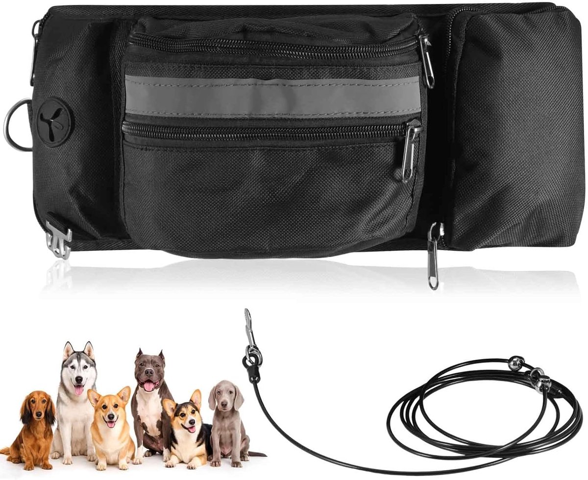 Snack-tas voor honden, grote buiktas voor hondentraining, met magneetsluiting en inclusief poepzakdispenser, met uitneembare traktatiezak, voor tactische training