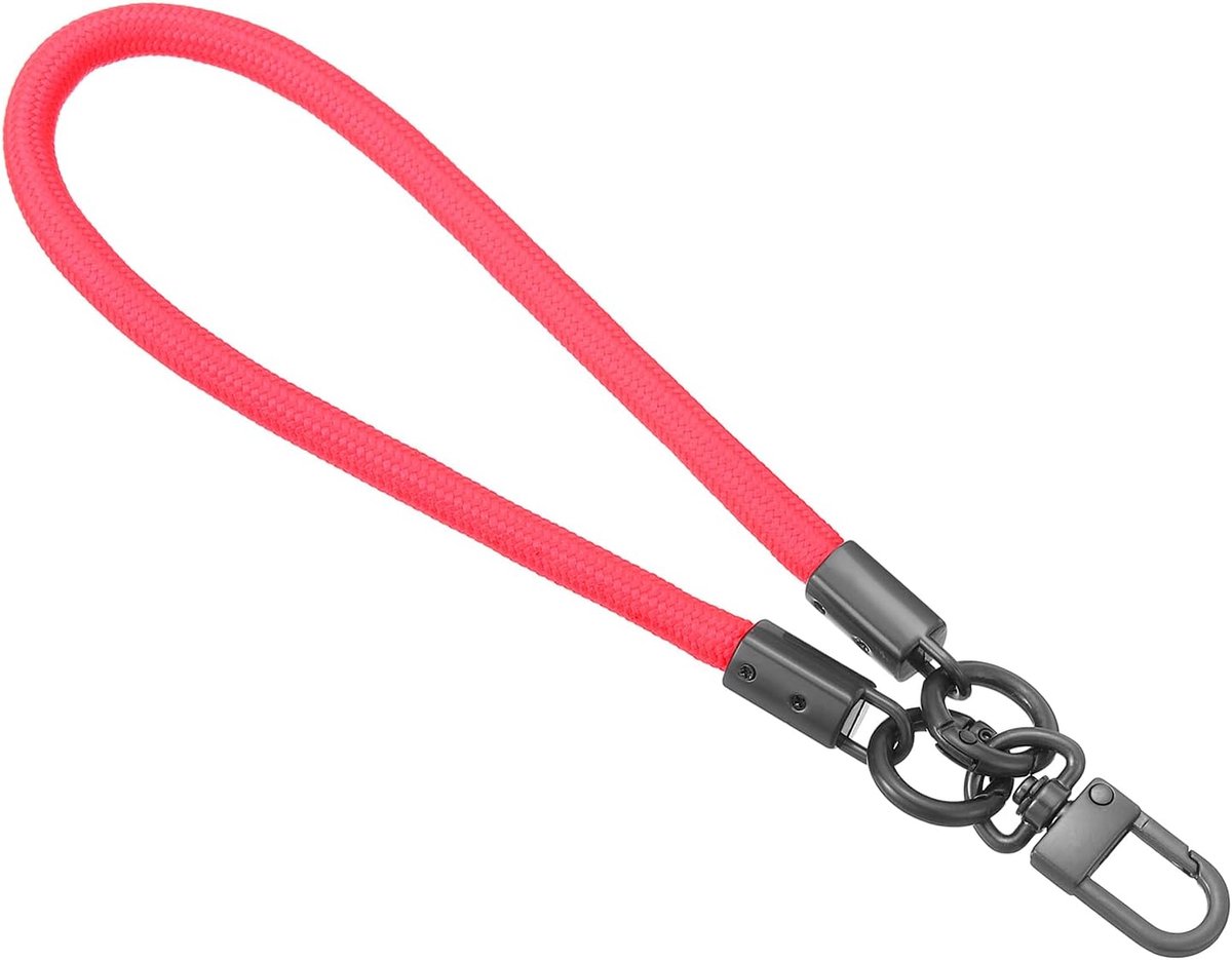 Sleutelhanger, polsband, gevlochten polsband, 40 cm lang, polsband, sleutelhanger voor sleutels, autosleutels, kaartportemonnee (dieproze)