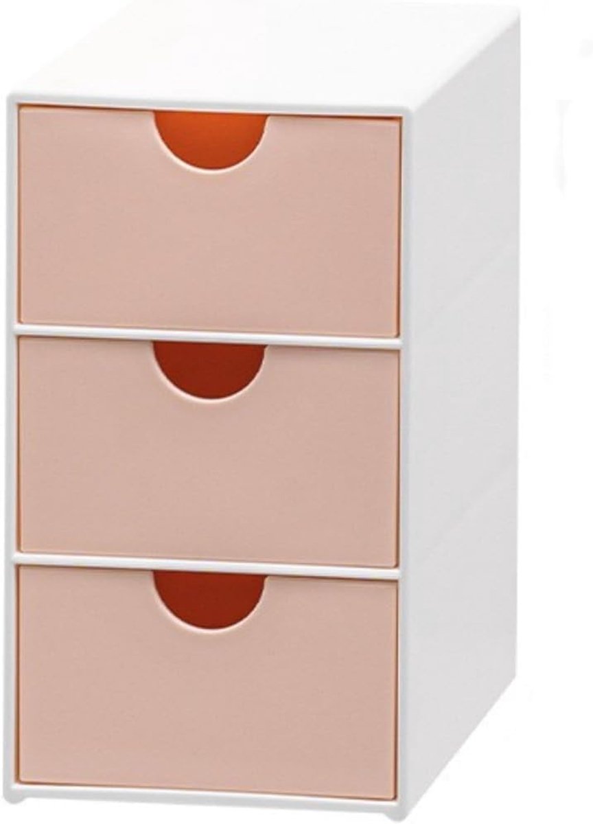 Opbergdoos met 3 Laden - Mini Formaat - 17x11x15cm - voor Cosmetica, Badkamer en Kantoor - Roze