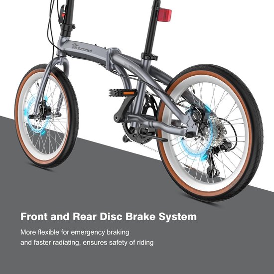 EVERCROSS EM1 Vouwfiets 20 inch - 7 versnellingen - Aluminium frame - Dubbel schijfrem - Grijs van EVERCROSS — afbeelding 2