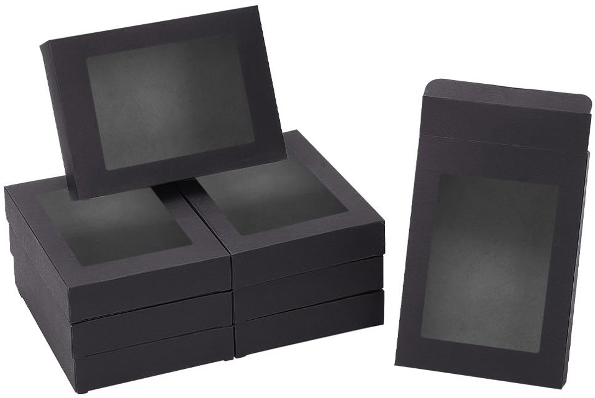 Omgoods - Set van 50 Zwarte Kartonnen Geschenkdozen met Venster