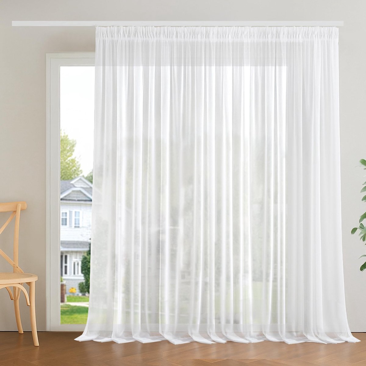 Omgoods - Netgordijnen met 3-rij plissé, 280x63 cm, 1 Stuk