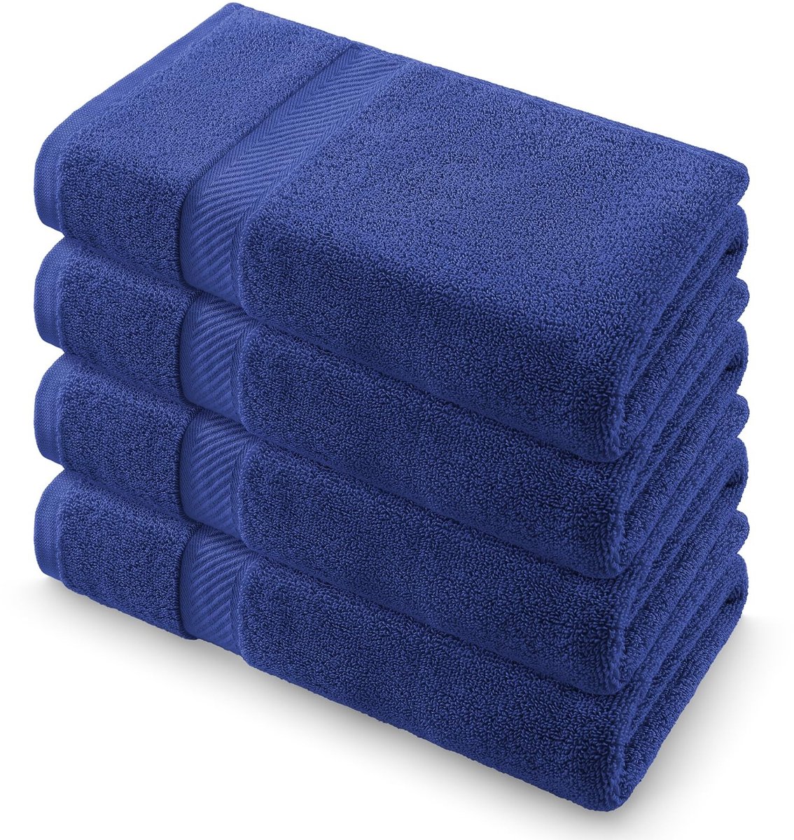 Omgoods - Set van 4 Marineblauwe Handdoeken 50x100 cm - 100% Katoen 500 g/m²