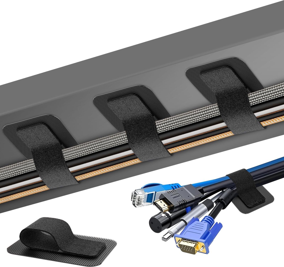 Omgoods - Kabelbeheer Onder Bureau - 30 Stuks Kabelorganizer met Klittenband