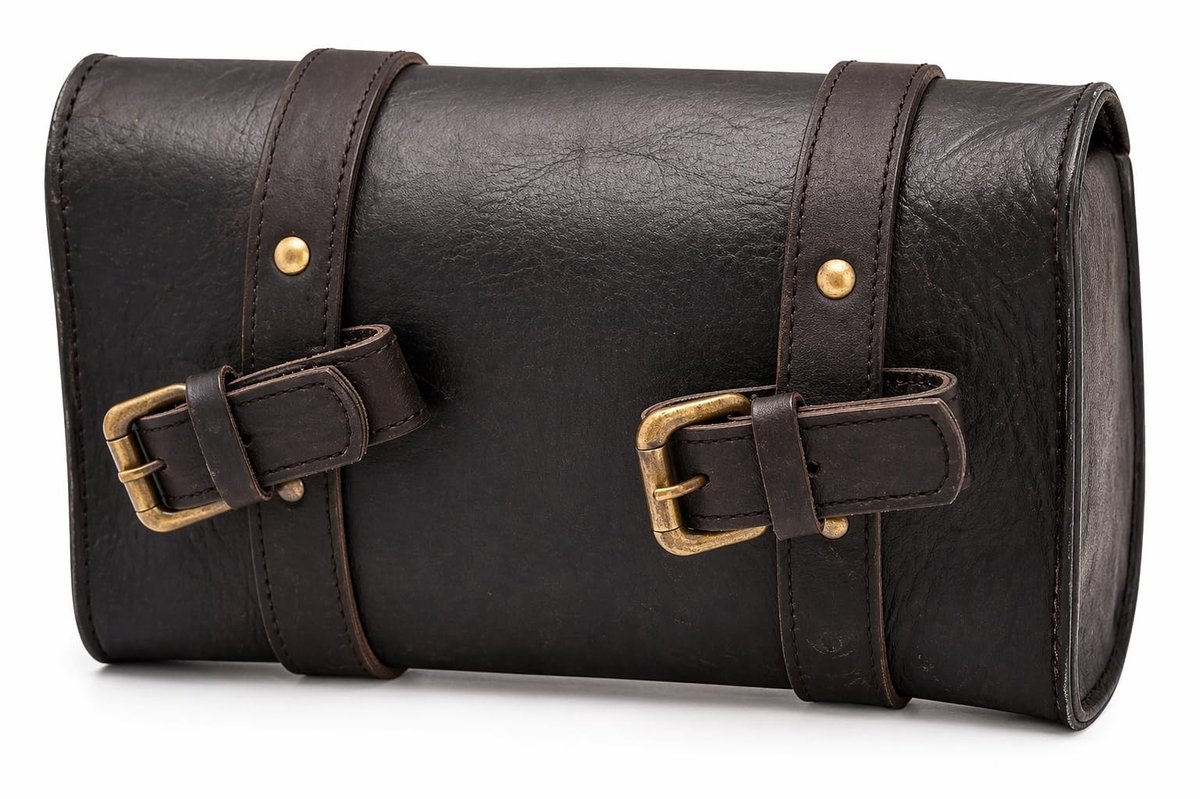 Omgoods - Vintage Leren Fietstas met Buckle Sluiting
