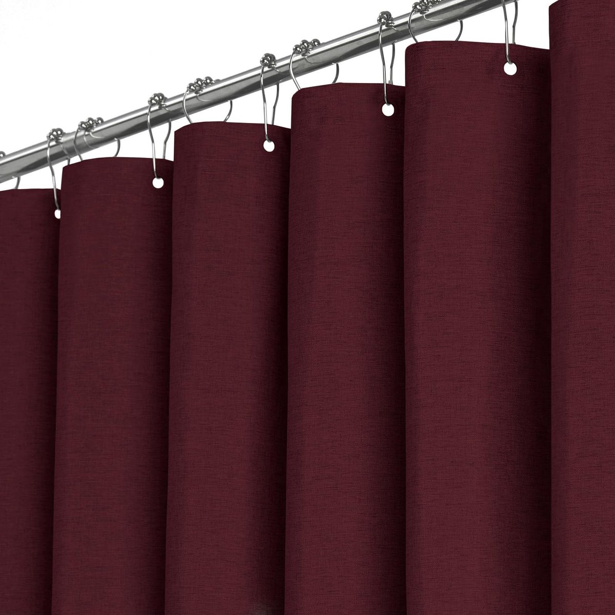 Omgoods - Waterdichte Douchegordijn - 180x200cm Rode Linnen Textuur met 12 Haken