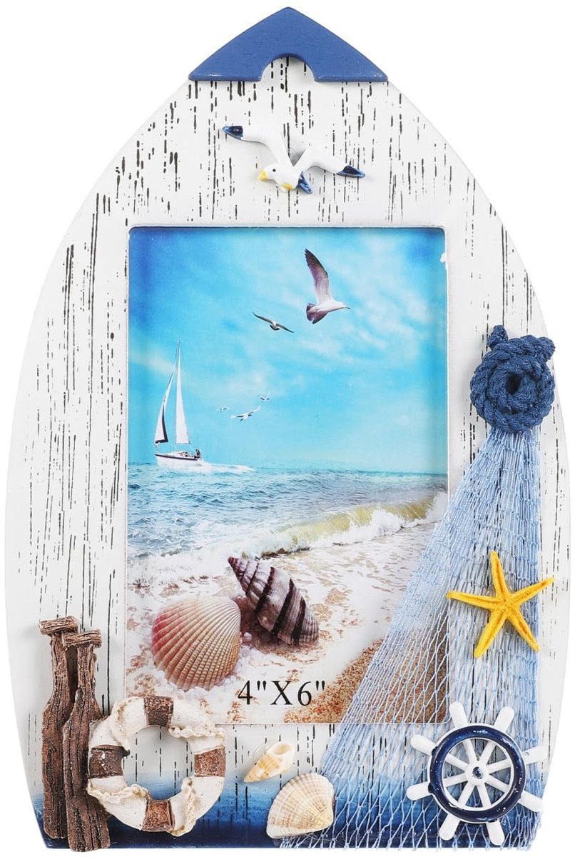 Omgoods - Set van 6 Vintage Fotolijsten voor Nautische Decoratie