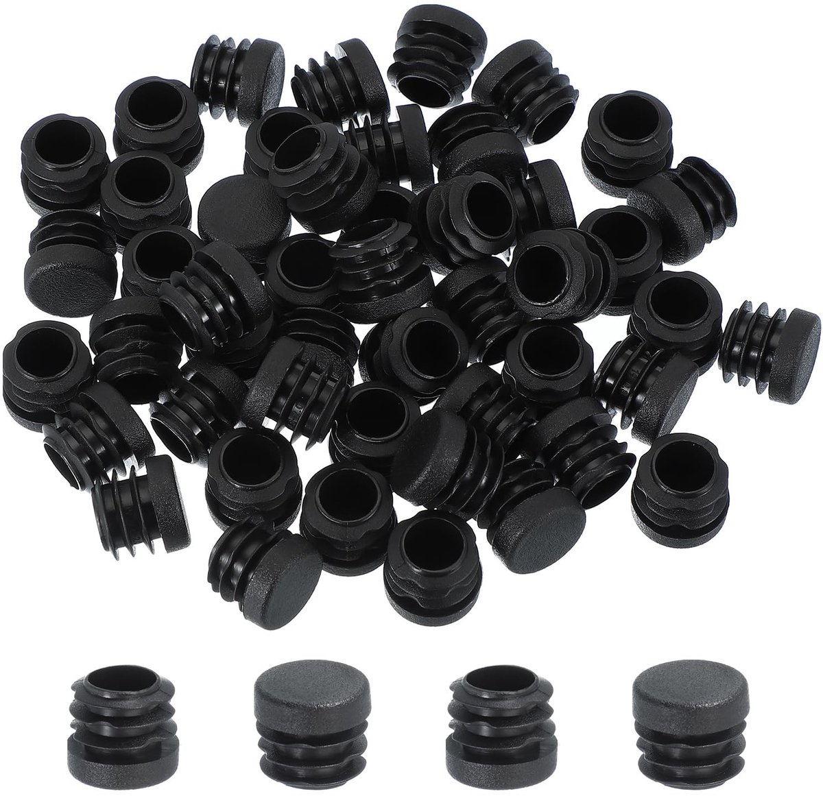 Omgoods - 50 Stuks Plastic Eindkappen voor Buizen, Zwart