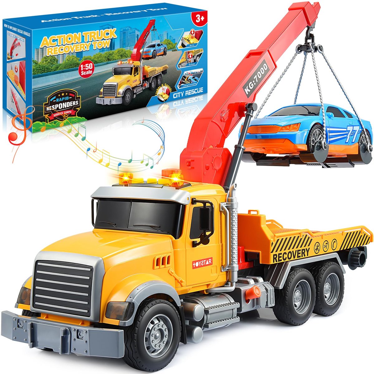 Omgoods- Takelwagen Speelgoed - Inklapbaar - Transportwagen - Autotransporter - Giek met draaifunctie - Geschikt voor kinderen van 3-8 jaar