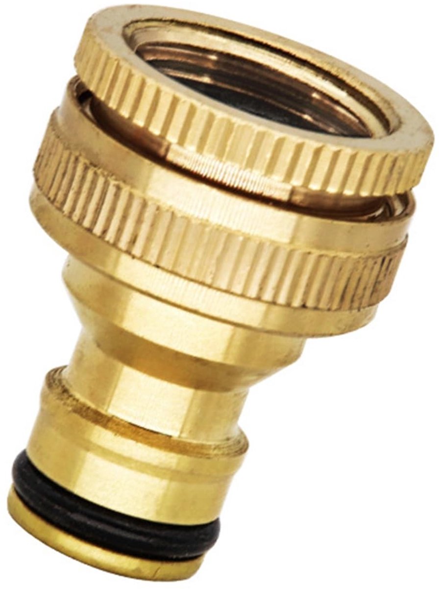 Omgoods- Kraan Connector 2-in-1 - Messing - Schroefdraad Adapter - Tuinslang Connector - Corrosiebestendig - Flexibel - Slangconnector