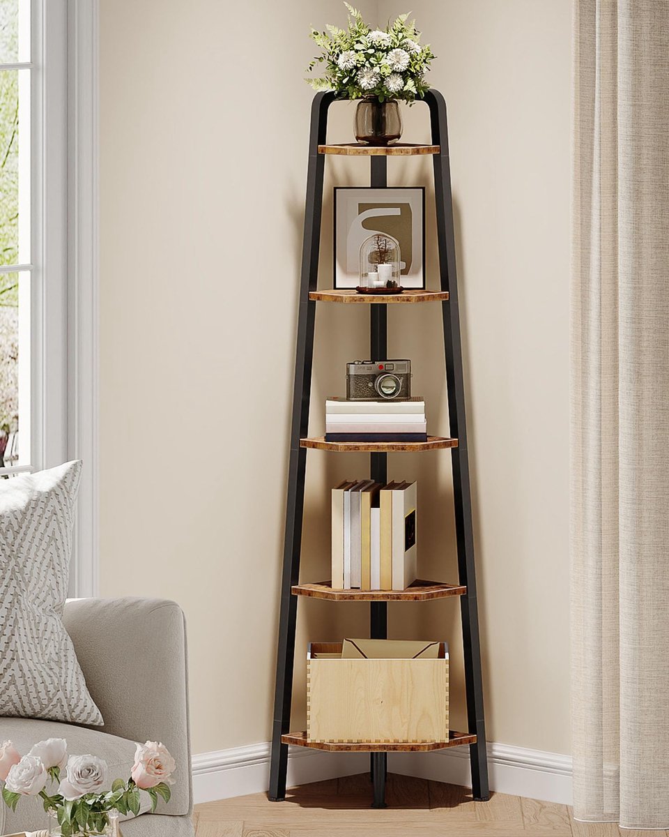 Omgoods - 5-Tier Ladder Hoekplank voor Boeken en Decoratie