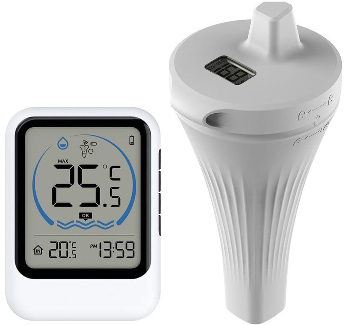 Omgoods - Draadloze Drijvende Zwembadthermometer met Buiten Sensor