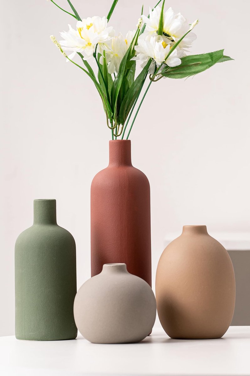 Omgoods - Set van 4 Elegante Keramische Vazen voor Tafeldecoratie