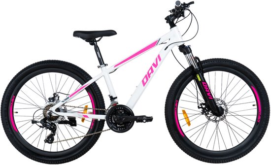 Davi Bella - Mountainbike - 26 inch - 21 versnellingen - Aluminium frame - Schijfremmen - Voorvork met vering - Shimano - Wit/Roze — afbeelding 2