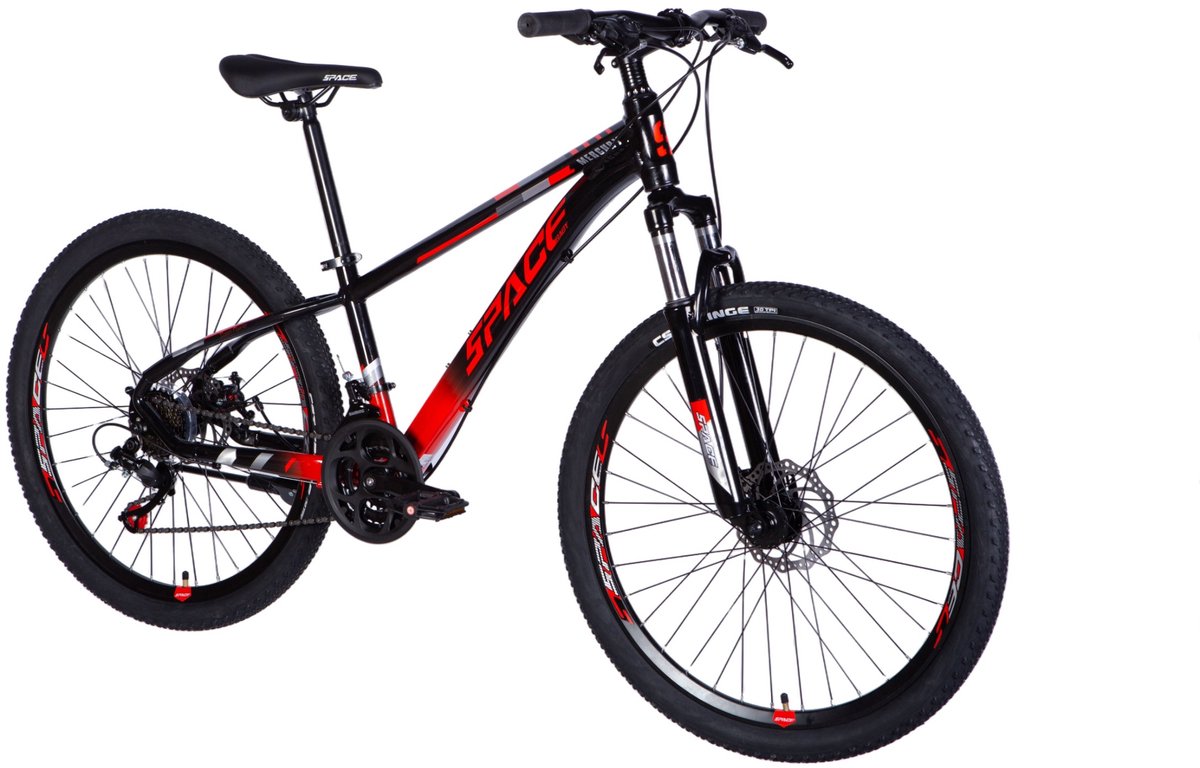 Mercury – Mountainbike – 26 inch – 21 versnellingen – Aluminium frame – Schijfremmen – Voorvork met vering – Zwart/Rood