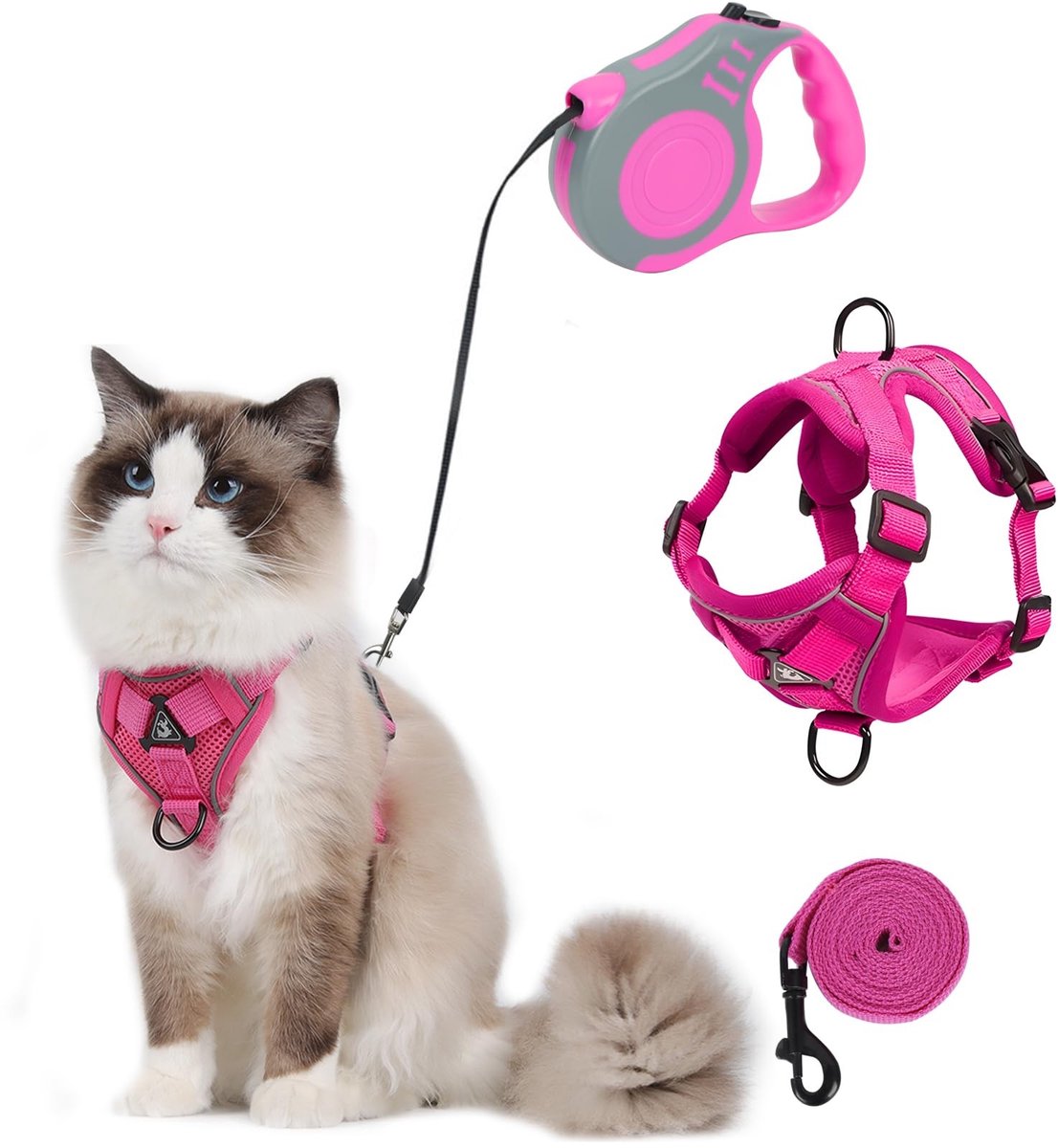 Omgoods - Kattenharnas met Leash - Verstelbaar en Uitschuifbaar voor Kleine Honden en Katten