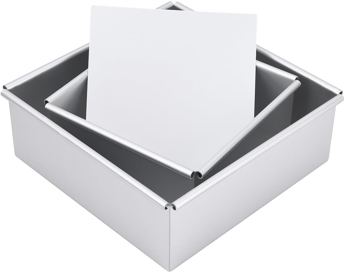 Omgoods - 2 Stuks Vierkante Cakevorm Set - 6 en 8 Inch, Anodized Aluminium