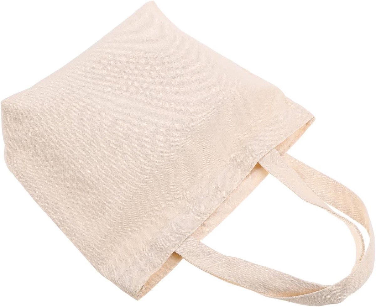 Canvas Draagtassen - Katoenen Shopper Boodschappentas - Dagelijks Gebruik - DIY Vriendelijk - 31 x 21 x 8.5 cm - Wit