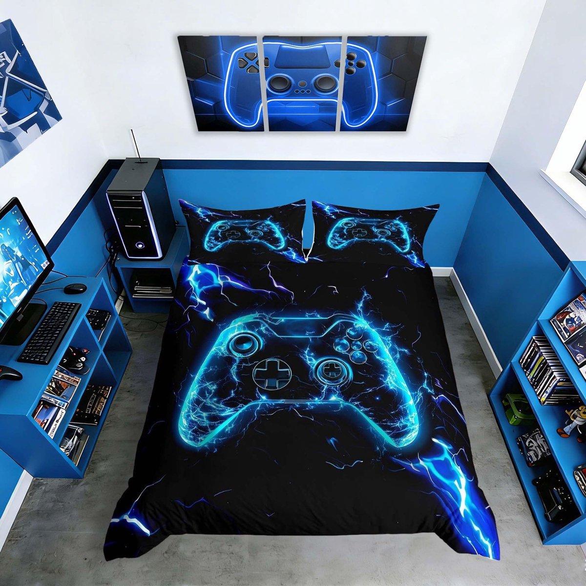 Omgoods - Duvet Cover Set voor Gamer Kamers met Controller Motief