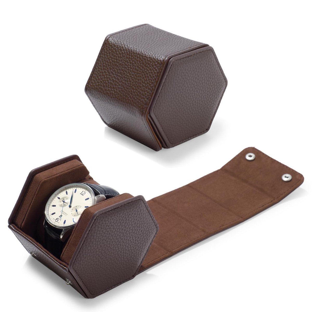 Omgoods - Luxe Echt Lederen Horloge Box voor Reizen, Coffee