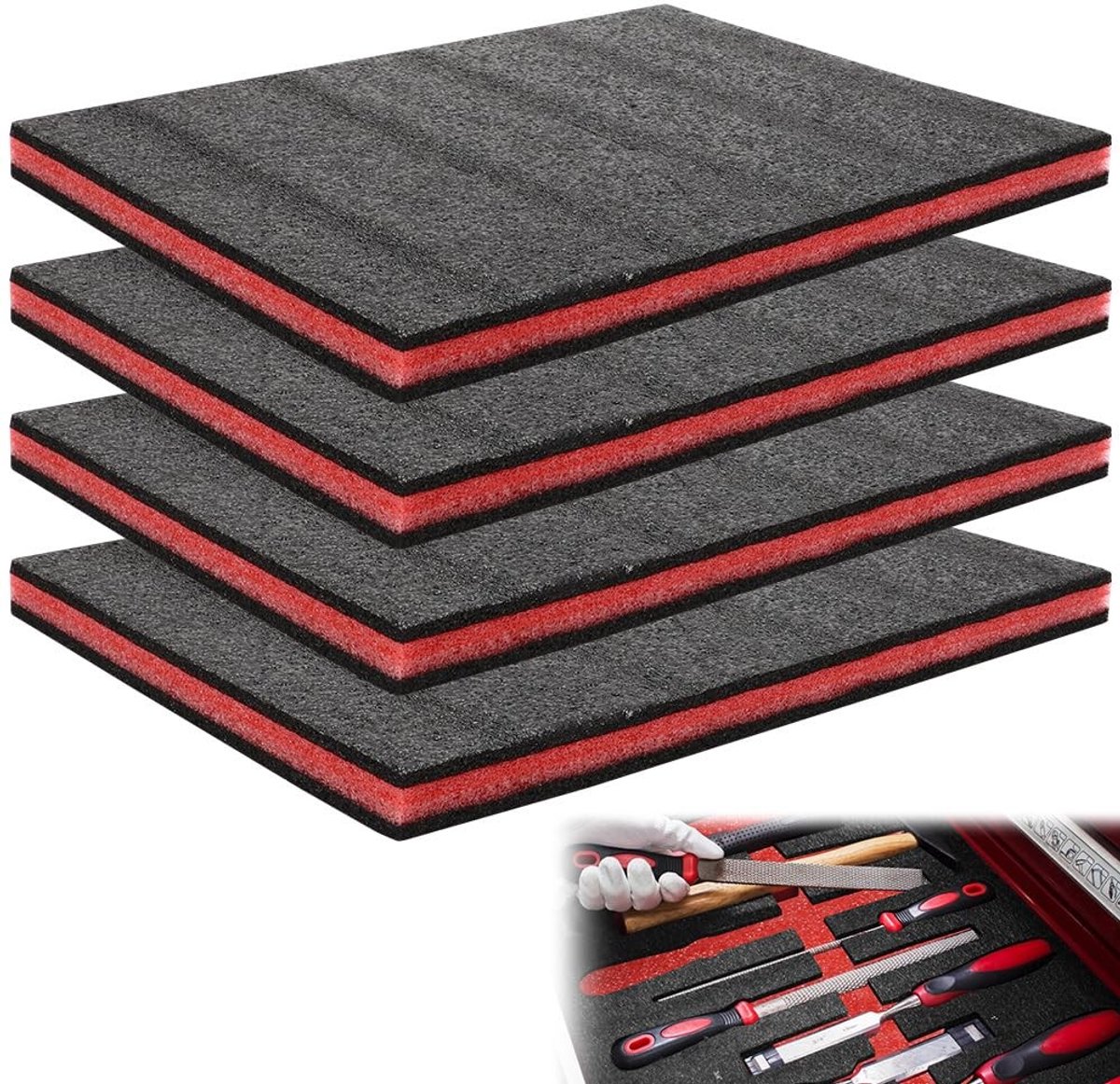 Omgoods - 4 Stuks Schuimzuschnitt - 40 x 30 x 2,5 cm - Polyethyleenschuim